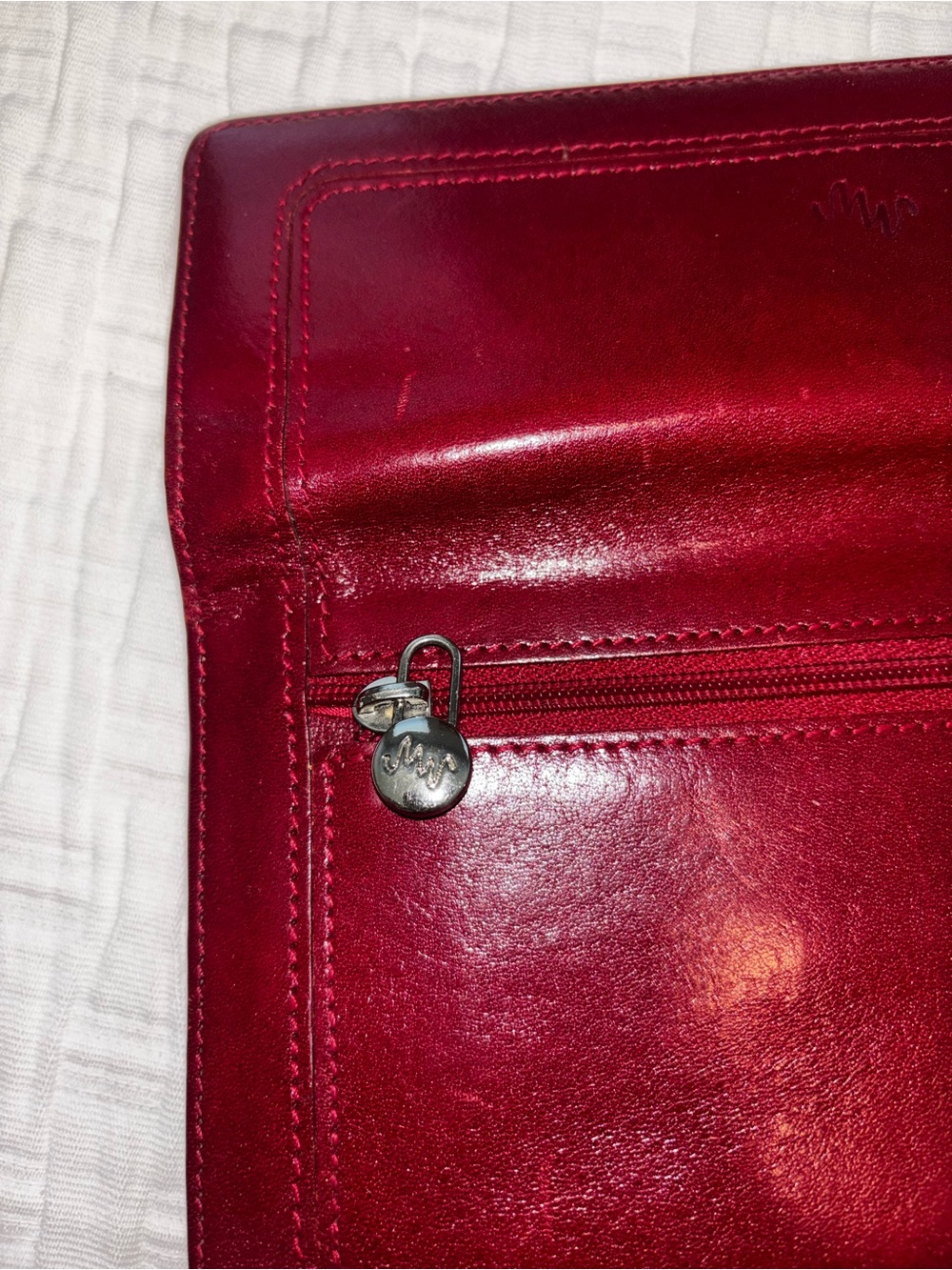 Vintage Monsac Burgundy Red Smooth Leather Trifold Clutch Wallet Organizer - Picture 5 of 7